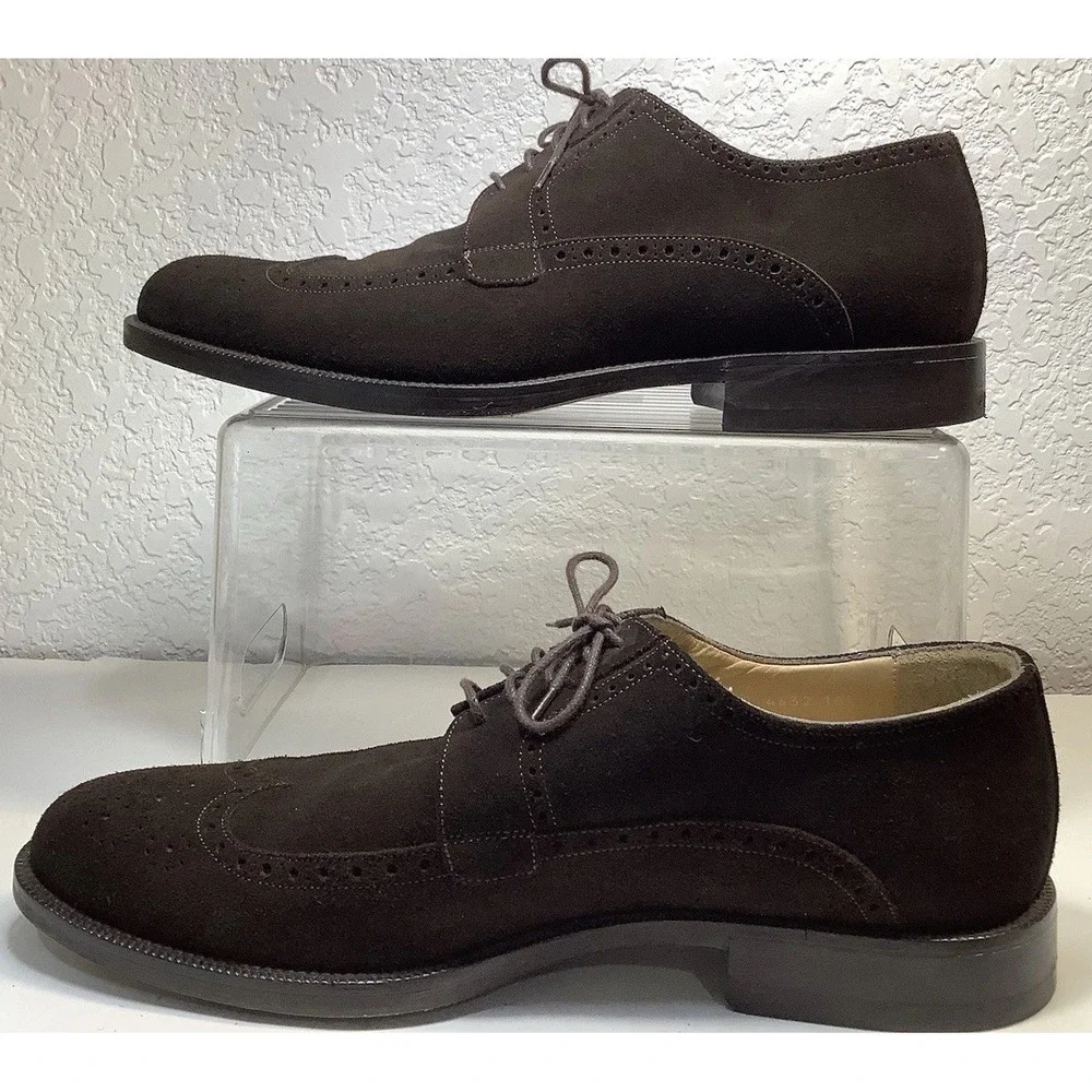 Johnston & Murphy‎ Wing Tip Dark Brown Suede Mens 10.5 Oxford